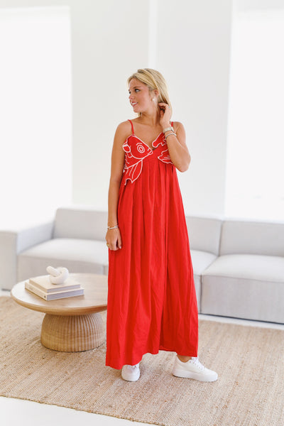 Chesney Rio Fish Maxi Dress - Red