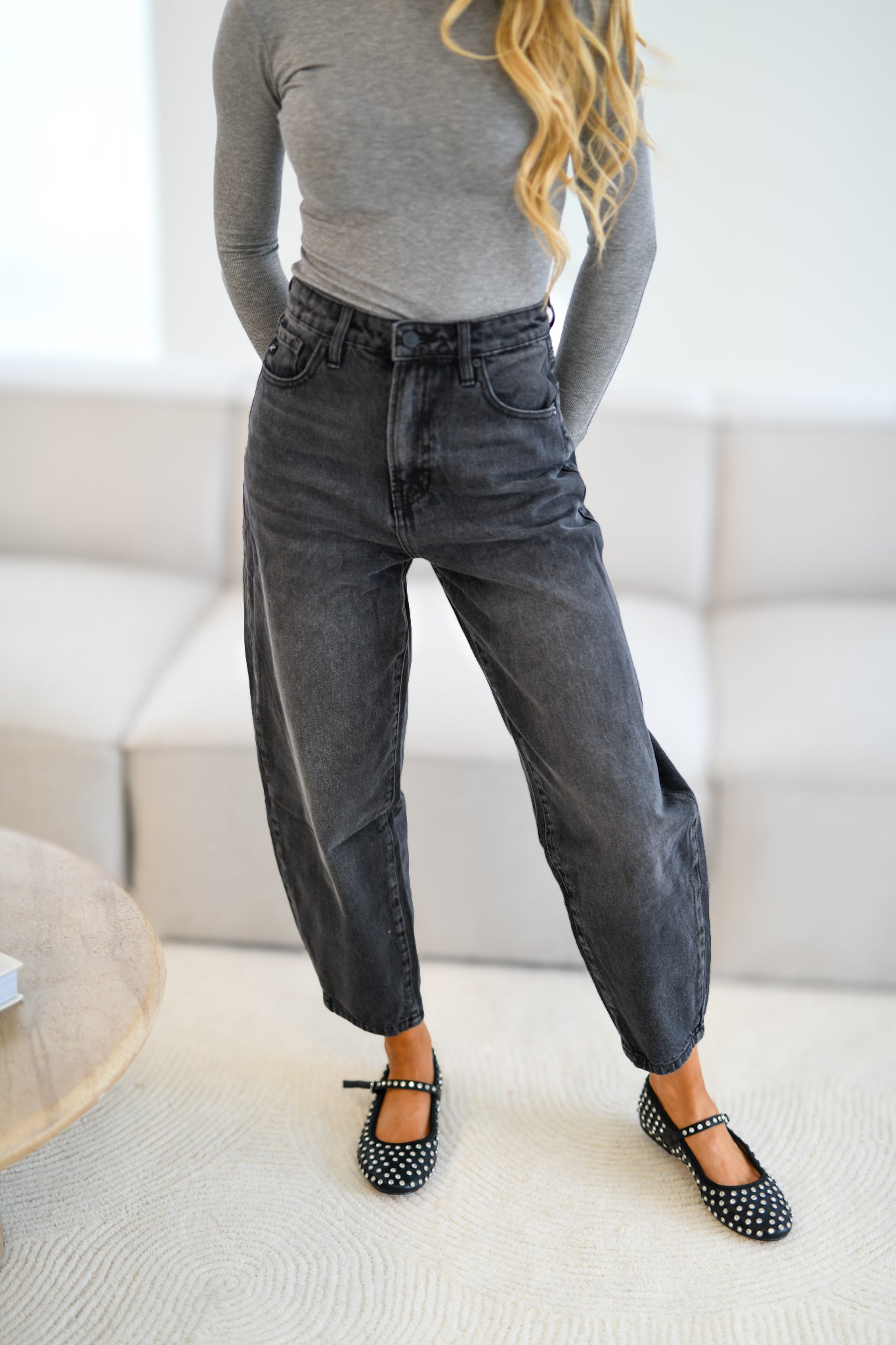 Adeline High Rise Jean - Dark Grey