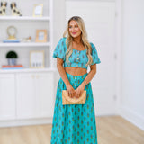 Kaya Floral Printed Maxi Skirt - Teal