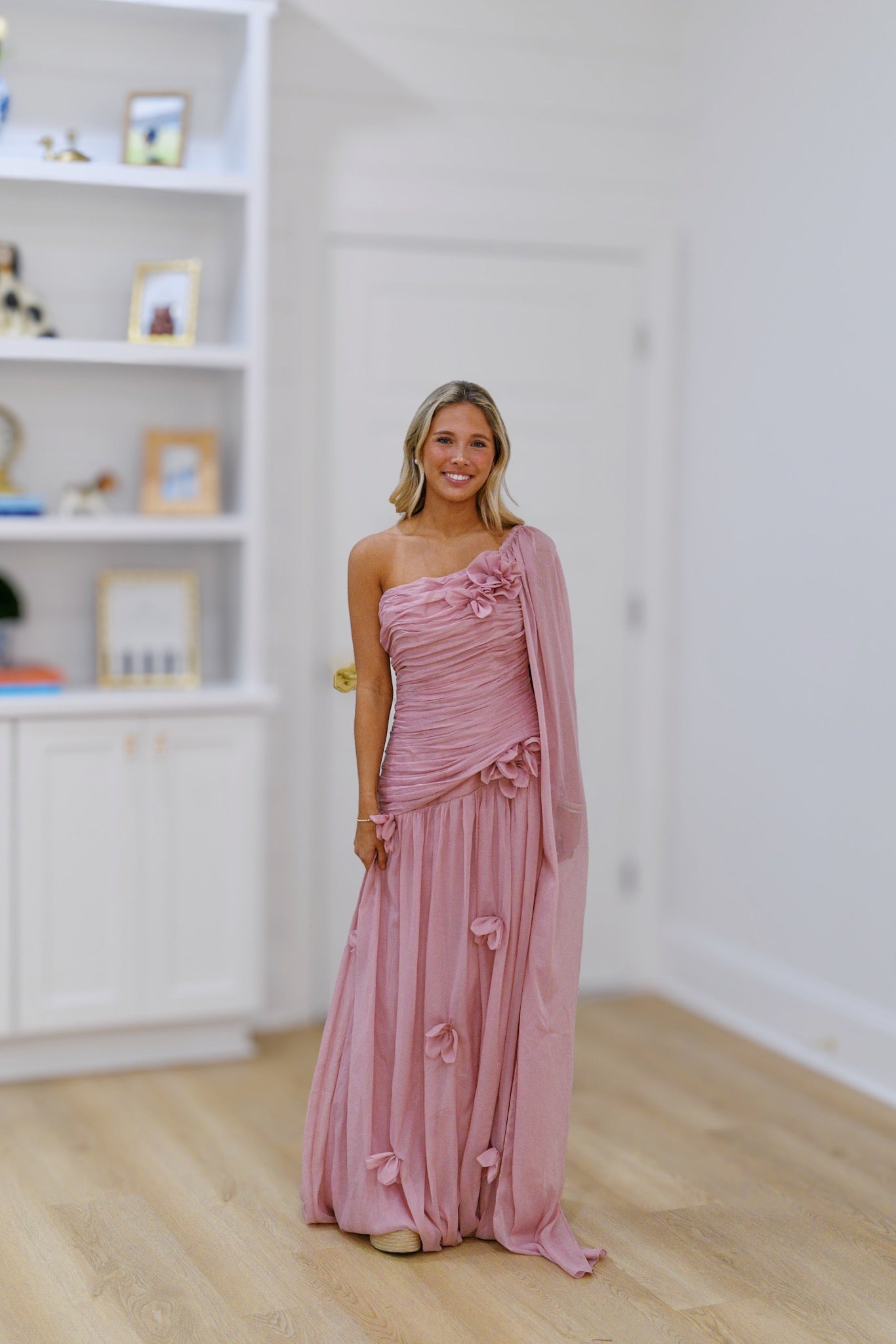 Kelsea One Shoulder Maxi Dress - Dusty Pink