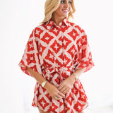 Josie Romper - Red/Cream