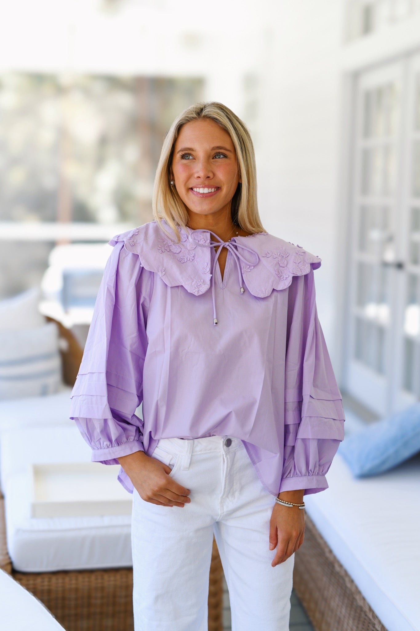 Cailyn Wide Collar Top - Lavender