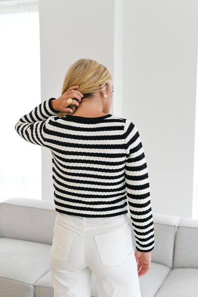 Jordan Stripe Cardigan - Black/Ivory