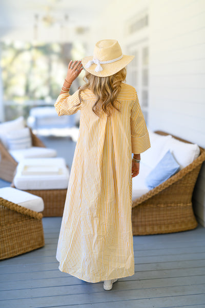 Karsyn Striped Maxi Shirt Dress - Yellow