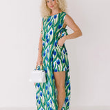 Taylor Side Bow Maxi Set - Green/Blue