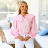 Elisa Wide Collar Top - Baby Pink