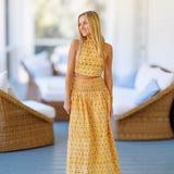 Yasmine Floral Ruffle Skirt Top Set - Yellow