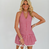 Randi Halter Mini Dress - Red Checkered