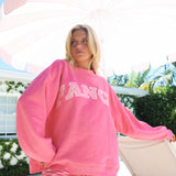 Fancy Oversized Fleece Mockneck - Paradise Pink/Hibiscus