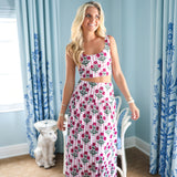 Maggie Maxi Skirt Set - Baby Pink Striped Blockprint