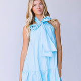 Maleah Ribbon Sleeveless Mini Dress - Light Blue