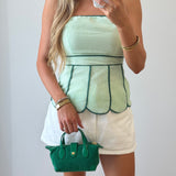 Carolina Seersucker Scalloped Top - Light Green