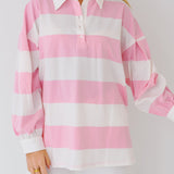 Maisie Striped Long Sleeve Top-Pink