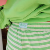 Fancy Striped Button Pants - Palm/Cream