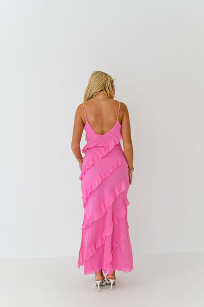 Veronica Tiered Ruffle Maxi Dress - Pink