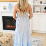 Hailey Bow Midi Dress-Blue