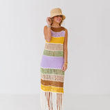 Alex Fringed Crochet Knit Dress - Lavender Multi