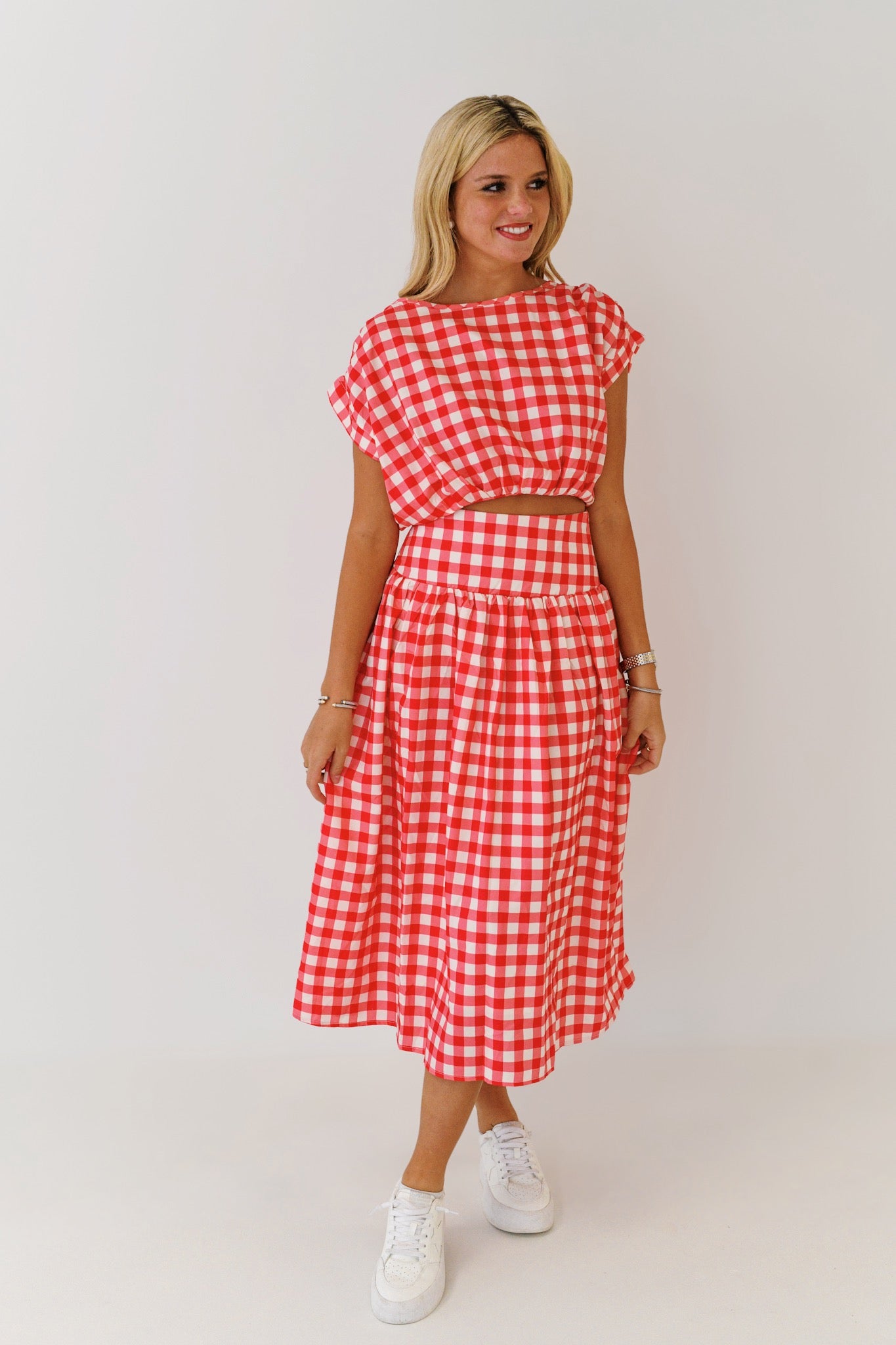 Gracelynn Gingham Set - Red/White