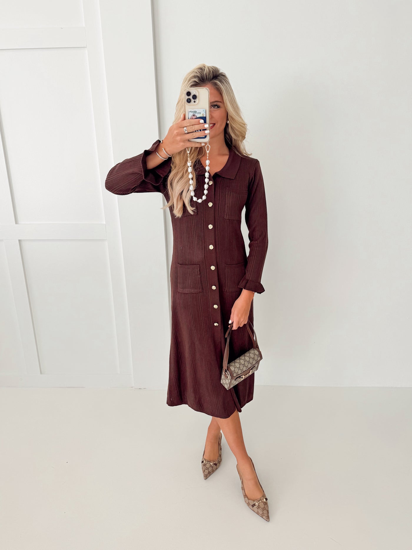 Claudia Button Down Dress - Mocha