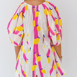Millie Yellow Limes Striped Romper - White/Pink