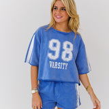 Ellie Washed Varsity Set-Cobalt Blue