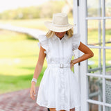 Fancy Ruffle Sleeve Mini Dress - Off White
