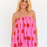Keegan Mini Bubble Dress - Pink/Red Polka Dots