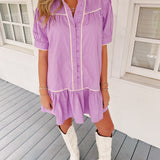 Margo Mock Neck Dress - Lavender