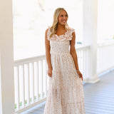 Payton Ruffel Sleeve Maxi Dress - Peach Floral