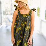 Black Sand Beach Mini Tie Dress - Black/Palm