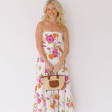 Elle Midi Floral Dress - White Floral