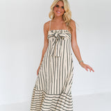 Sara Striped Maxi Dress - Nude/Black