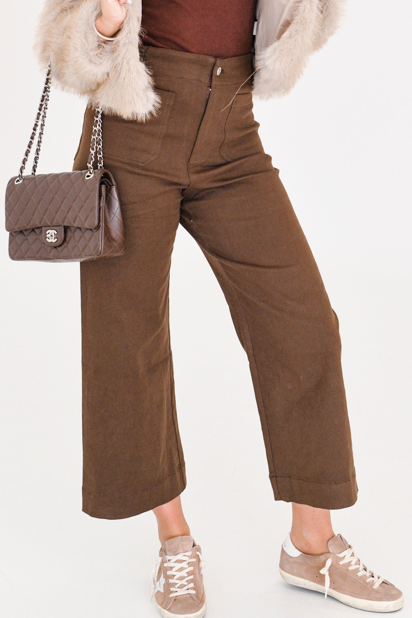 Florence Wide Leg Pants - Brown