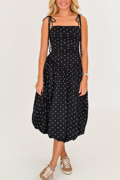 Mary Polka Dot Bubble Dress - Black