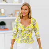 Jovie Floral Top - Yellow/Pink