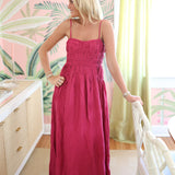 Delta Ruched Maxi Dress - Fuchsia