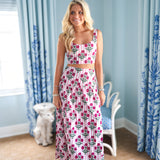 Maggie Maxi Skirt Set - Baby Pink Striped Blockprint