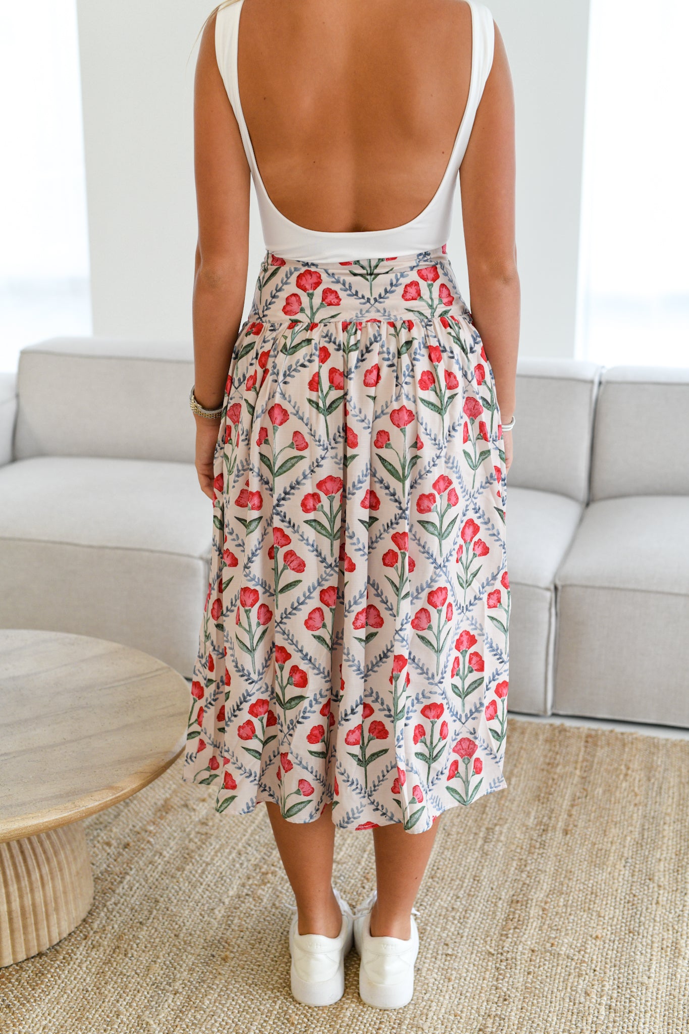 Paisley Poppy Floral Midi Skirt