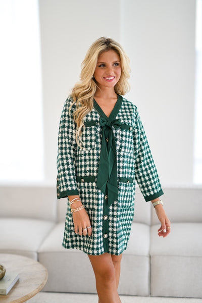 Molly Checkered Bow Dress - Green