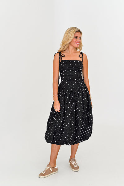 Mary Polka Dot Bubble Dress - Black