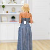 Siena Ruched Midi Dress - Denim Blue