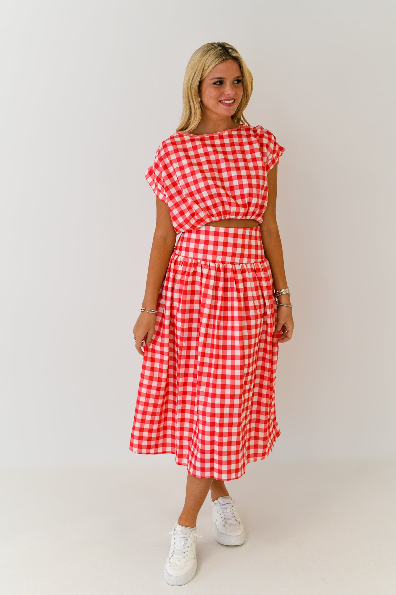 Gracelynn Gingham Set - Red/White