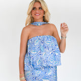 Piper Scarf Bubble Skirt Set - Baby Blue