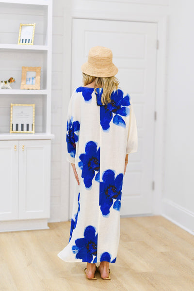 Maddie Flowy Midi Dress-Blue Floral