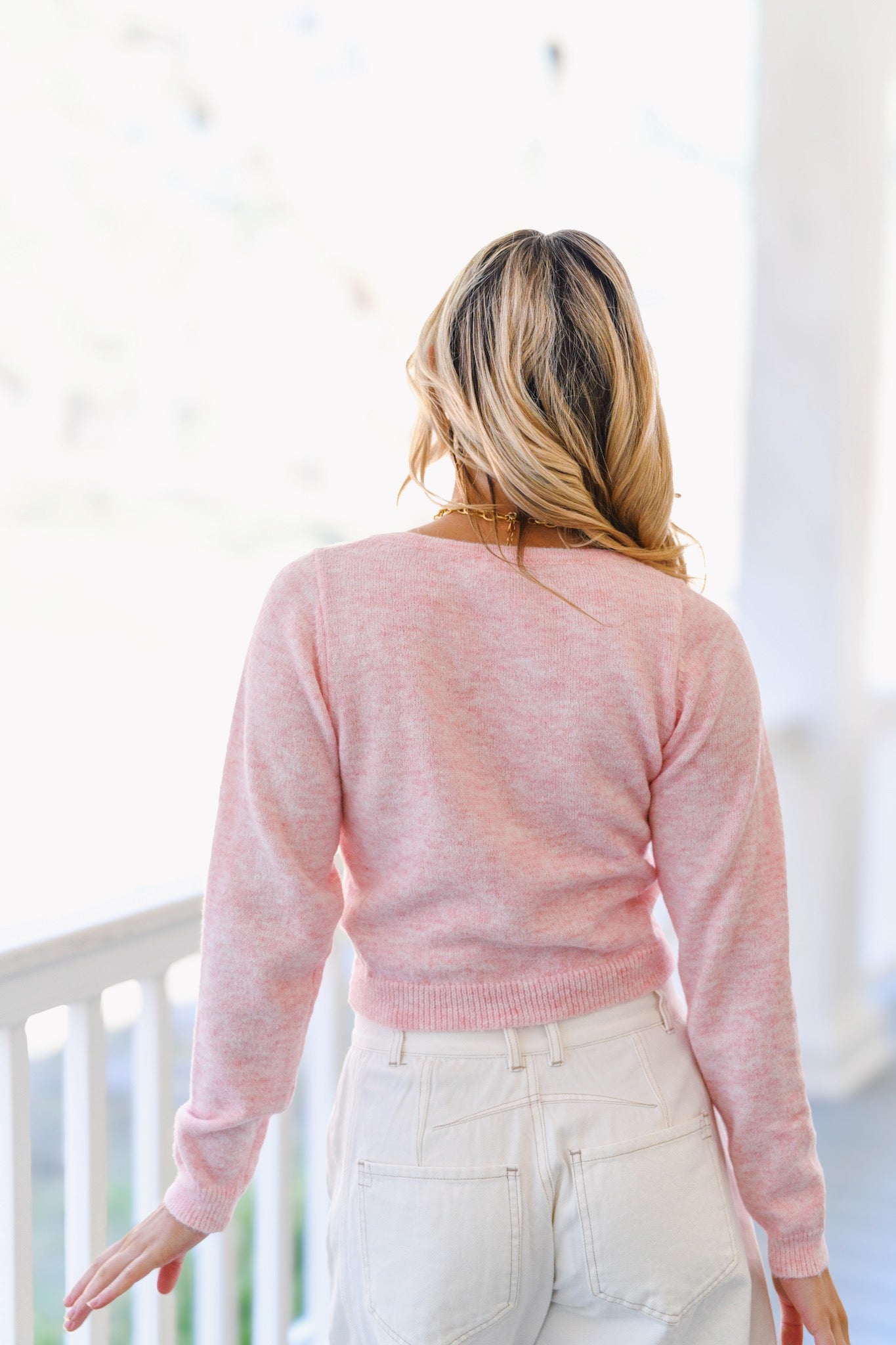 Sarah Sweater Crop Top - Baby Pink