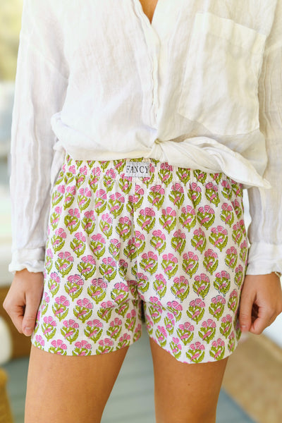 Lilly Boxer Shorts -  Pink/Green Floral