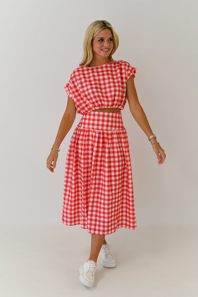 Gracelynn Gingham Set - Red/White