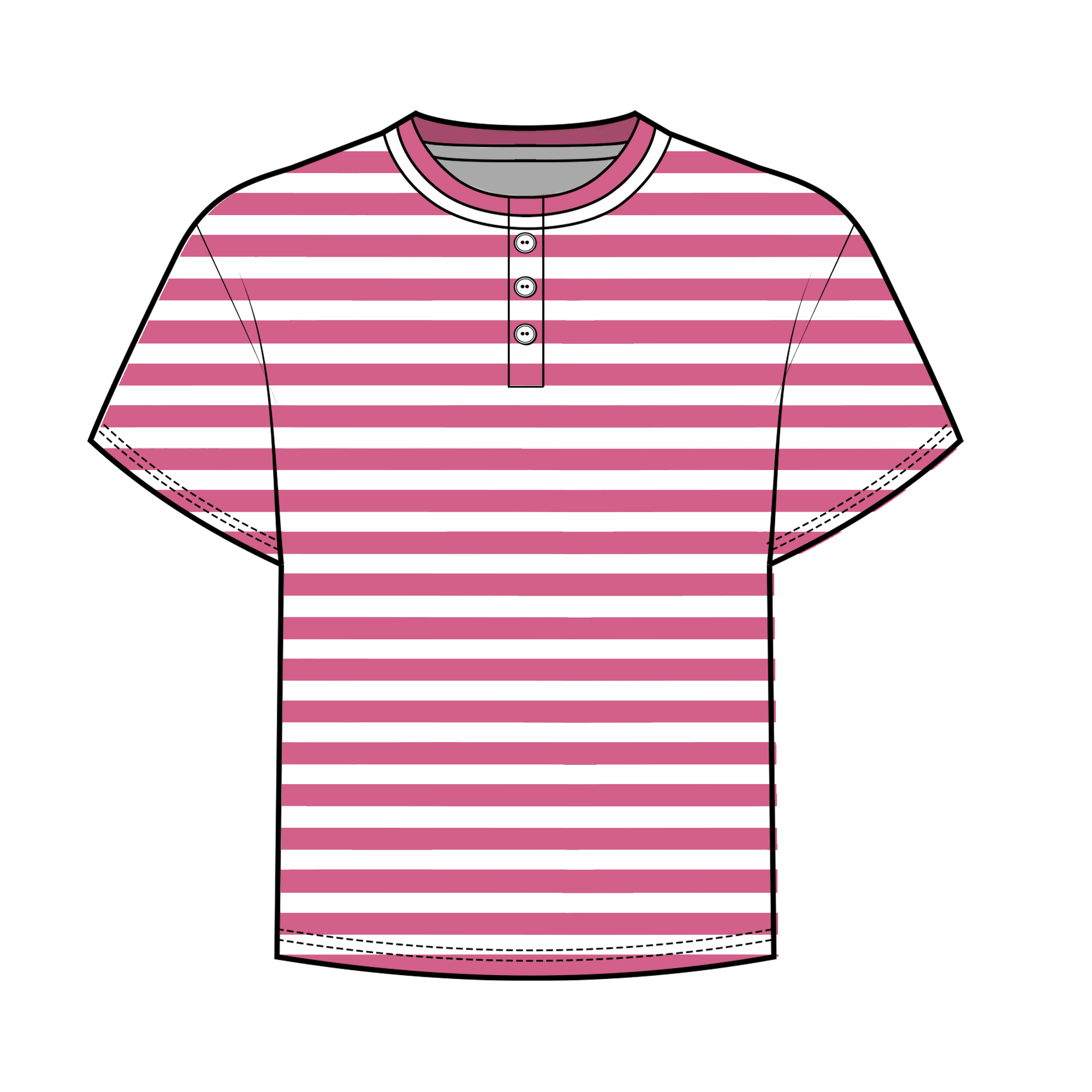 Fancy Buttoned Striped Short Sleeve Top