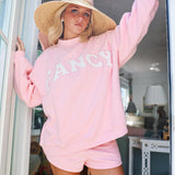 Fancy Fleece Lined Mini Shorts - Powder Pink