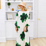Katie Flowy Midi Dress-Green Floral